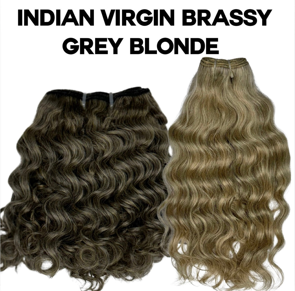 INDIAN VIRGIN BRASSY GREY BLONDE HAIR COLLECTION