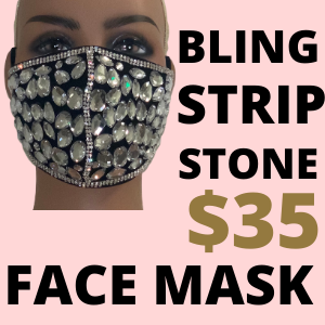 BLING STRIP STONE FACE MASK