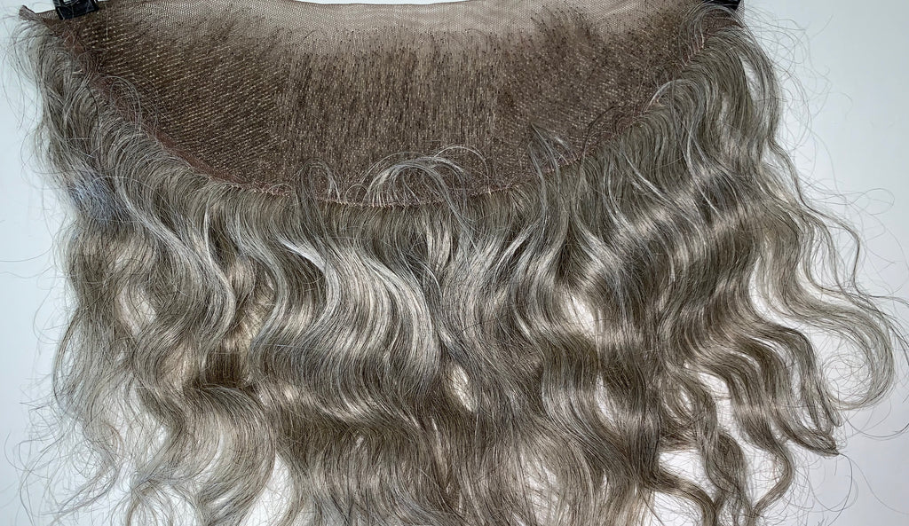 Grey Blonde Virgin Wavy Hair Frontal