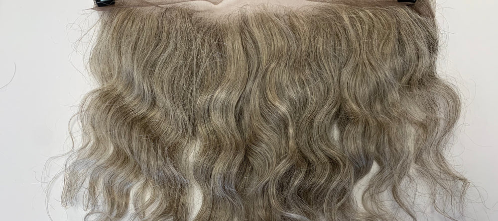 Grey Blonde Virgin Wavy Hair Frontal