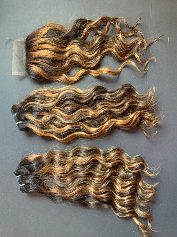 WAVY NATURAL WITH MIXED BROWNS STREAKS SET