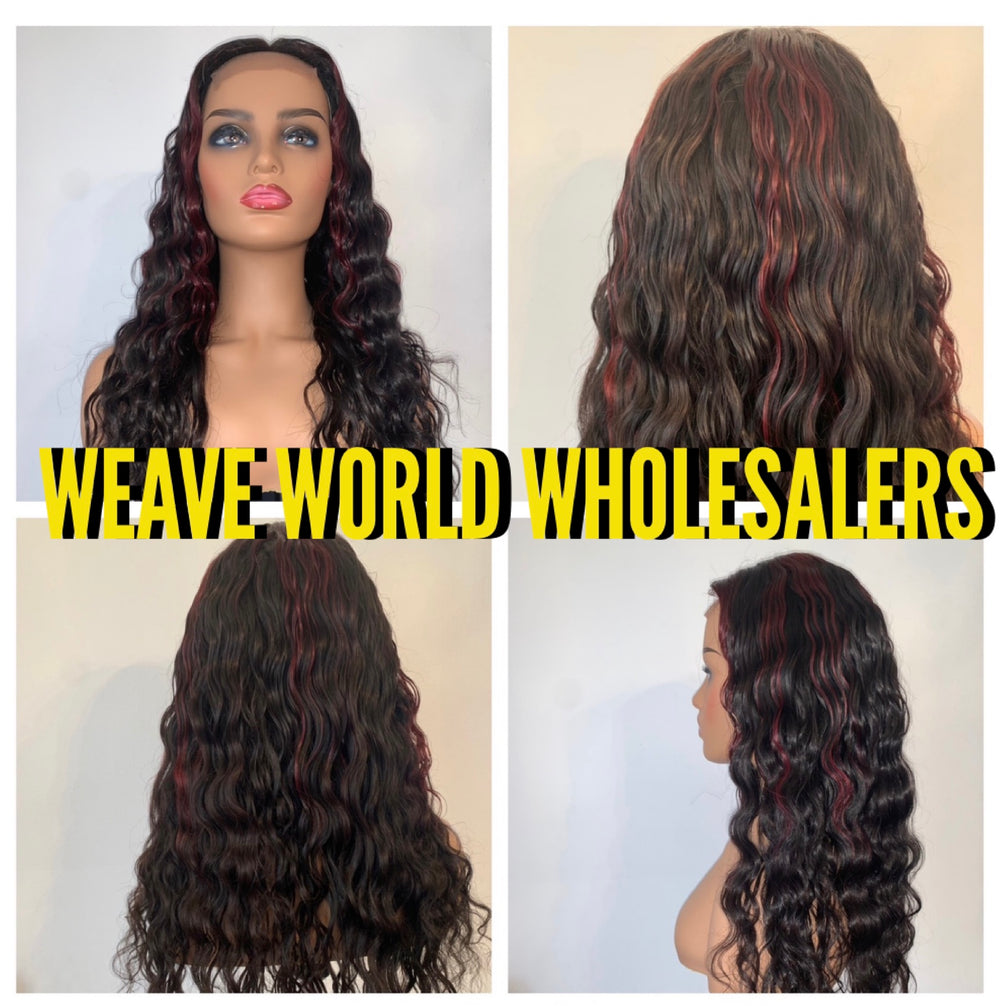 SUMMER VIBES RED VIOLET STREAKED CLOSURE WIG