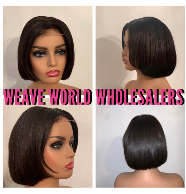 SILKY STRAIGHT SHORT BOB LACE CLOSURE WIG