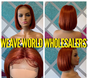 SILKY STRAIGHT PAPRIKA SHORT BOB CLOSURE WIG