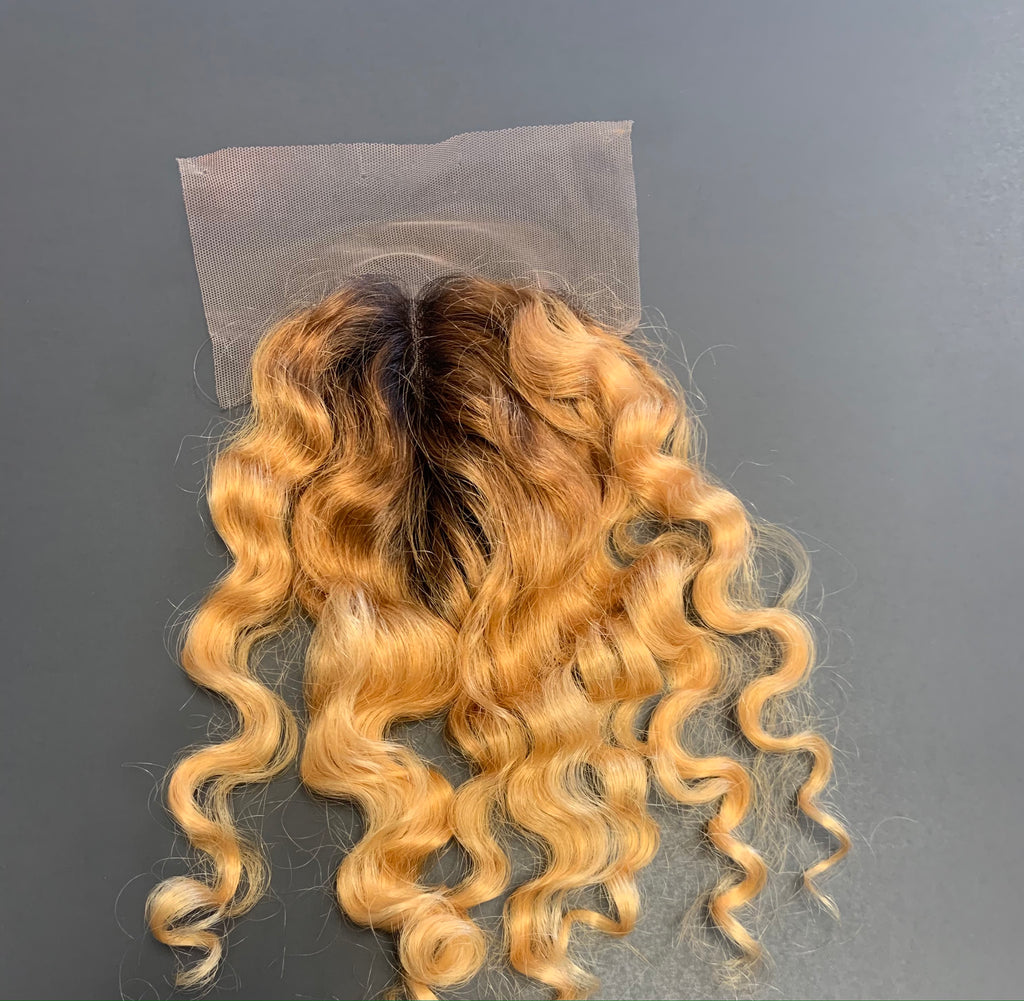 RAW CURLY BLEACHED BLONDE CLOSURE
