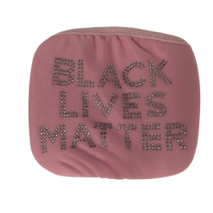 PINK & SILVER TINY RHINESTONE BLACK LIVES MATTER FACE MASK