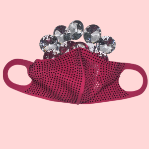 PINK CANCER TINY RHINESTONE FACE MASK