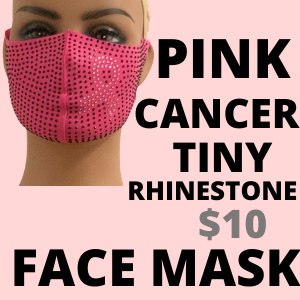 PINK CANCER TINY RHINESTONE FACE MASK