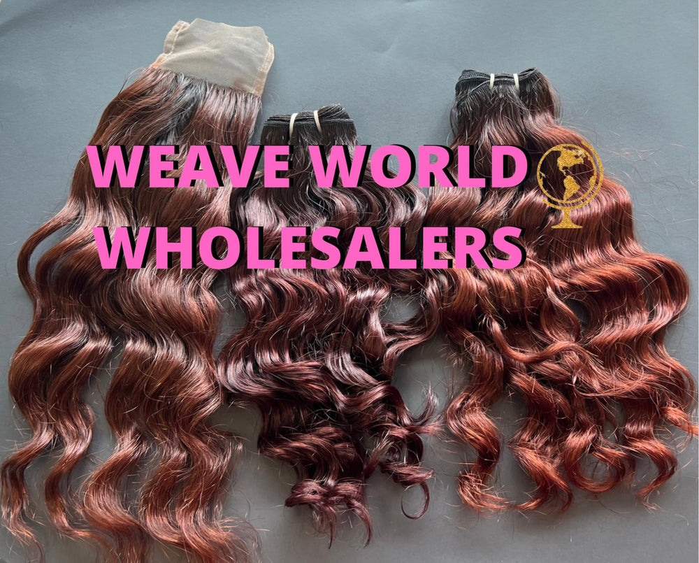 VIRGIN CURLY RED COPPER COLORED SET