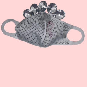 WHITE CANCER TINY RHINESTONE FACE MASK