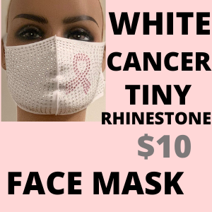 WHITE CANCER TINY RHINESTONE FACE MASK