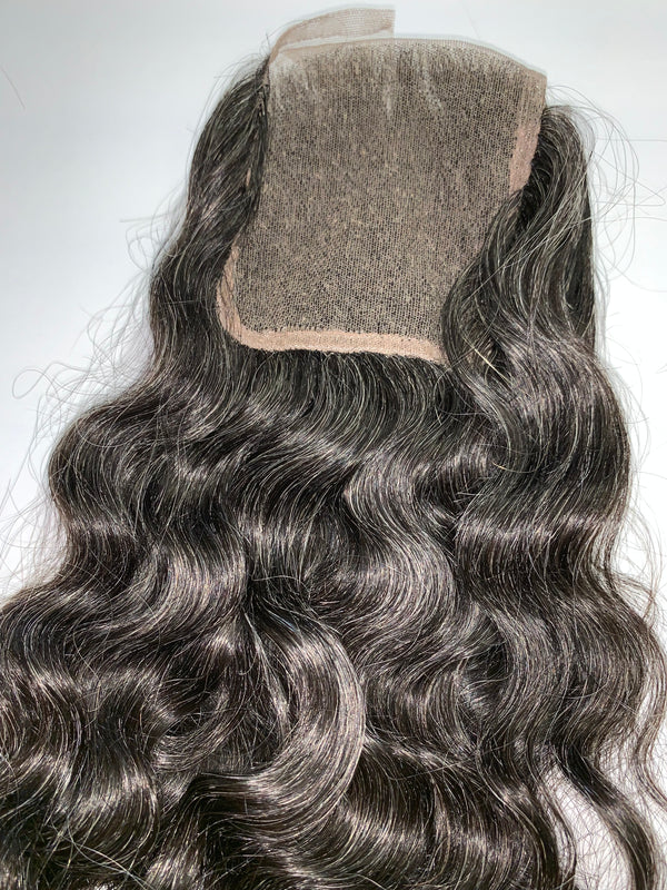 Natural Grey Wavy Salt & Pepper Hair Closure