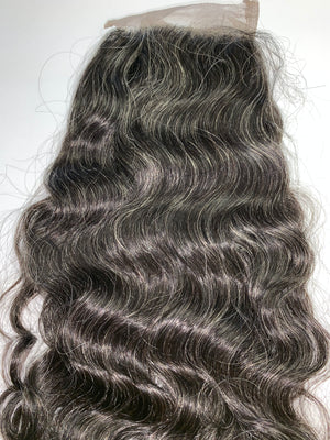 Natural Grey Wavy Salt & Pepper Hair Closure