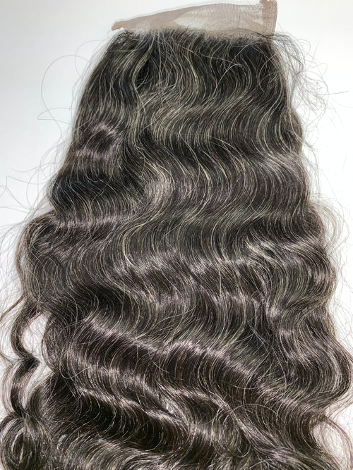 Natural Grey Wavy Salt & Pepper Hair Closure